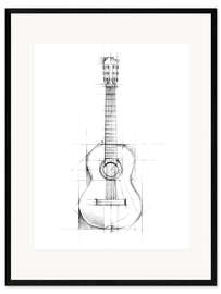 Innrammet kunsttrykk Guitar Sketch
