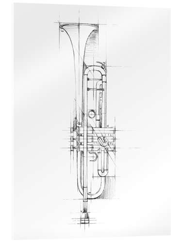 Stampa su vetro acrilico Schizzo di una tromba