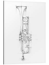 Aluminium print Trumpet Sketch