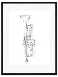 Gerahmter Kunstdruck Trompetenskizze