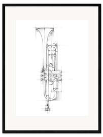 Impressão artística com moldura Desenho de trompete