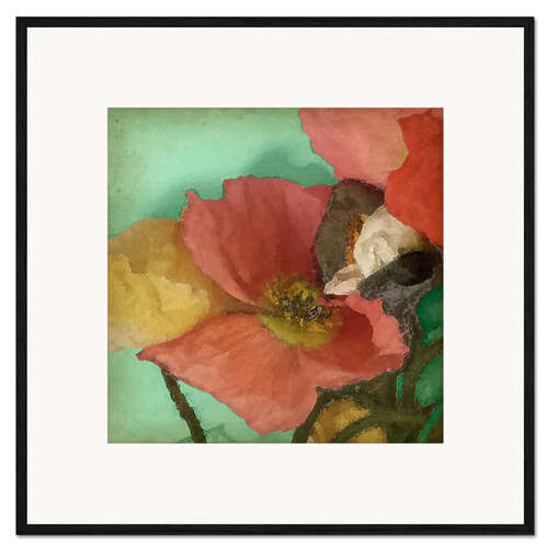 Impression artistique encadrée Coquelicots aquatiques I