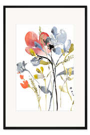 Gerahmter Kunstdruck Blumen-Overlay I