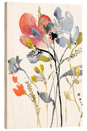 Tableau en bois Superposition de fleurs I