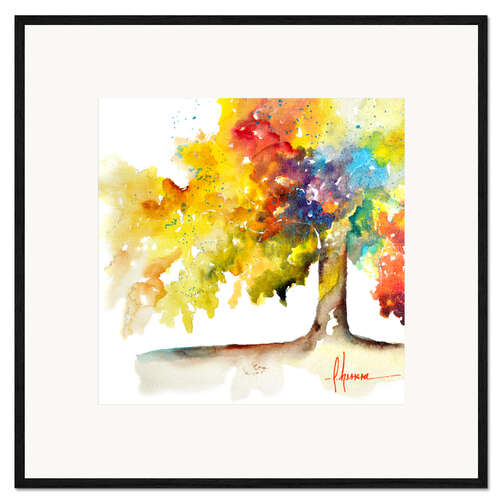 Gerahmter Kunstdruck Regenbogenbäume I