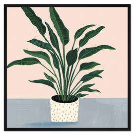 Gerahmter Kunstdruck Palme in Punkte-Topf