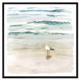 Gerahmter Kunstdruck Möwe am Strand II