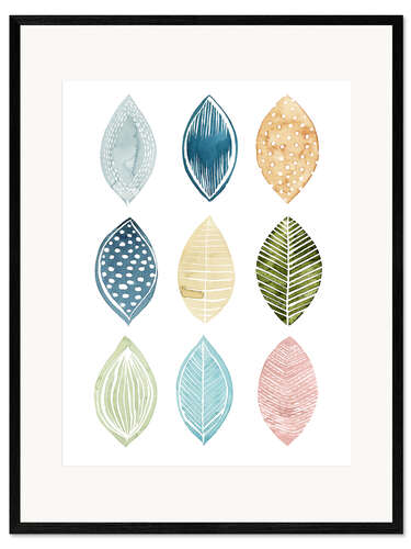 Plakat artystyczny premium w ramie Leaves pattern I