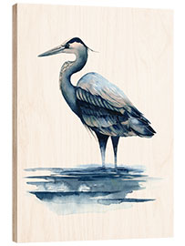 Wood print Azur Heron I