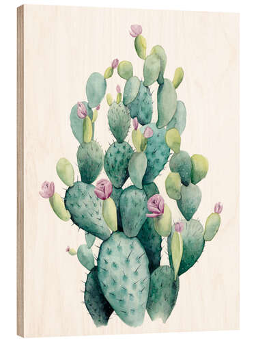 Tableau en bois Cactus en fleur I