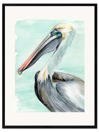 Framed art print Turquoise Pelican II