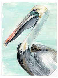 Selvklebende plakat Turquoise Pelican II