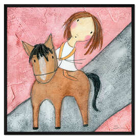 Gerahmter Kunstdruck Rosafarbenes Pferd