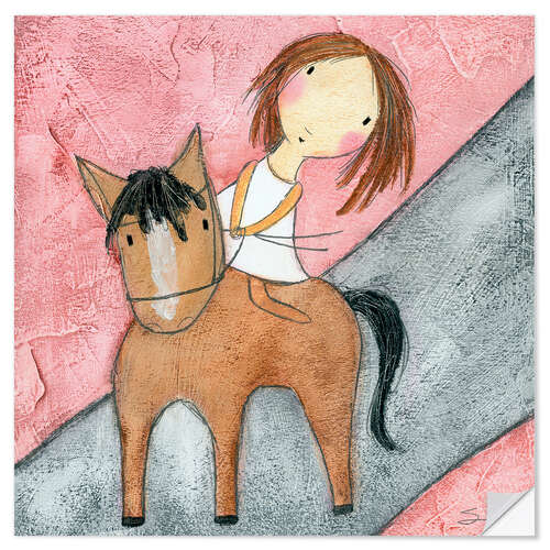 Selvklebende plakat Pink Horse