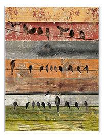 Wandbild  Vögel auf Holz I - Irena Orlov