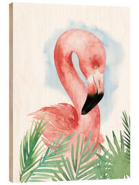 Wood print Flamingo Composition I