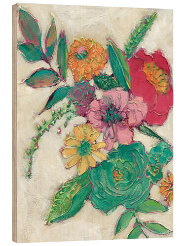 Wood print Olive's Flowers I