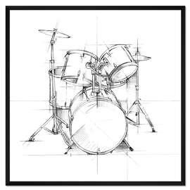 Gerahmter Kunstdruck Trommel-Skizze