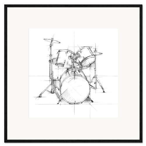 Plakat artystyczny premium w ramie Drum Sketch
