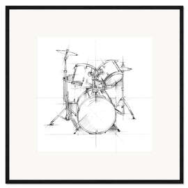 Plakat artystyczny premium w ramie Drum Sketch