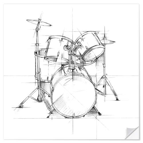 Vinilo para la pared Drum Sketch