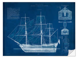 Vinilo para la pared Barco antiguo Blueprint III