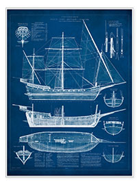 Wall print  Antique Ship Blueprint I - Vision Studio