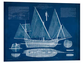 Foam board print Antique Ship Blueprint II