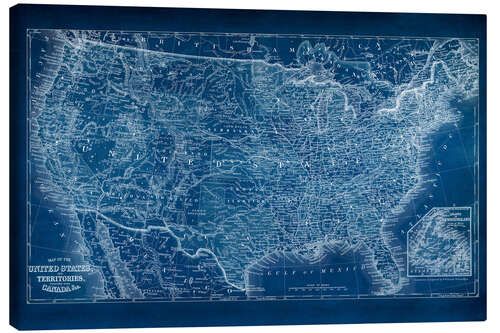 Canvas print US Map Blueprint