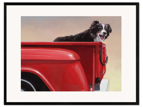 Kehystetty taidepainatus Border collie traveling