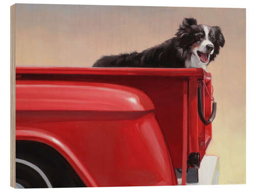 Wood print Border collie traveling