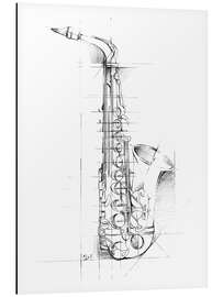 Magnettafel Saxophon-Skizze
