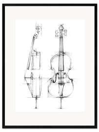 Ingelijste kunstdruk Cello Sketch