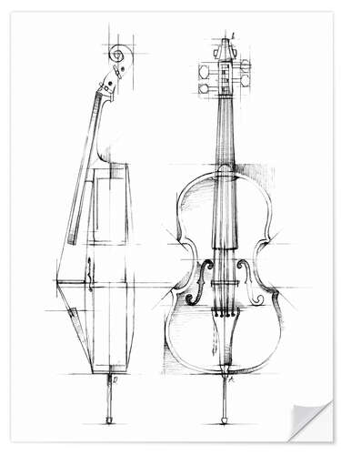 Wall sticker Cello Sketch