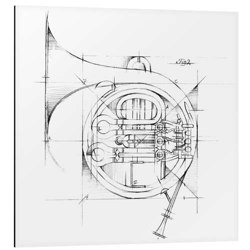 Alumiinitaulu French Horn Sketch