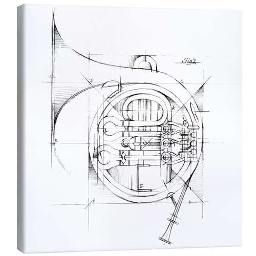 Canvas print French Horn Sketch