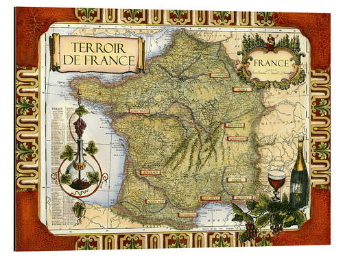 Obraz na aluminium Wine list of France
