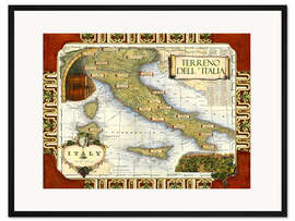 Gerahmter Kunstdruck Weinkarte von Italien