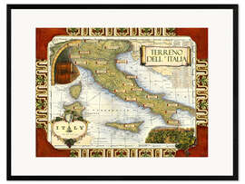 Kehystetty taidepainatus Wine list of Italy