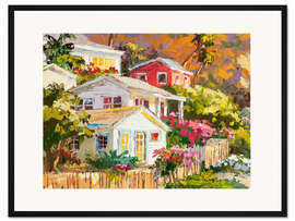 Gerahmter Kunstdruck Strandhaus Gemeinschaft