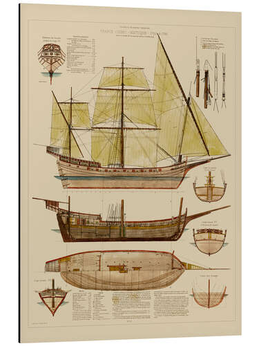 Aluminiumsbilde Antique ship plan