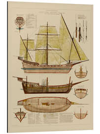 Aluminiumsbilde  Antique ship plan - Vision Studio