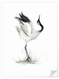 Selvklebende plakat Japanese crane