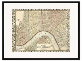 Gerahmter Kunstdruck Plan von New Orleans