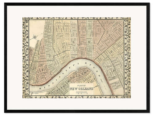 Framed art print Plan of New Orleans