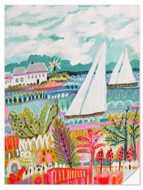 Wall sticker Two Sailboats and Cottage II