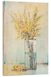 Wood print Forsythia in the vase