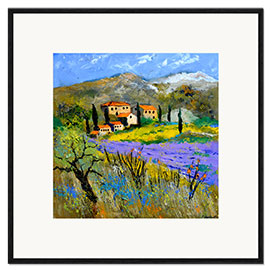 Plakat artystyczny premium w ramie Landscape with lavender field