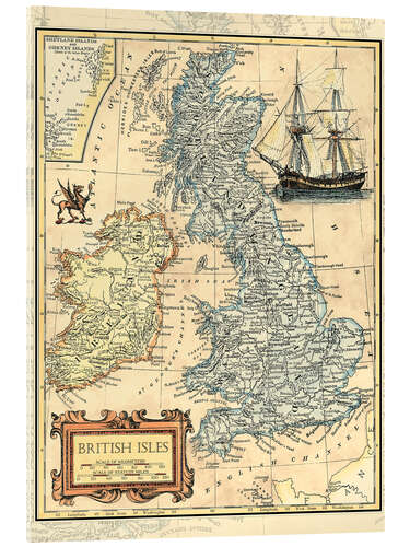 Akrylbilde British Isles Map