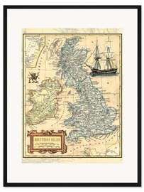 Gerahmter Kunstdruck Karte der britischen Inseln